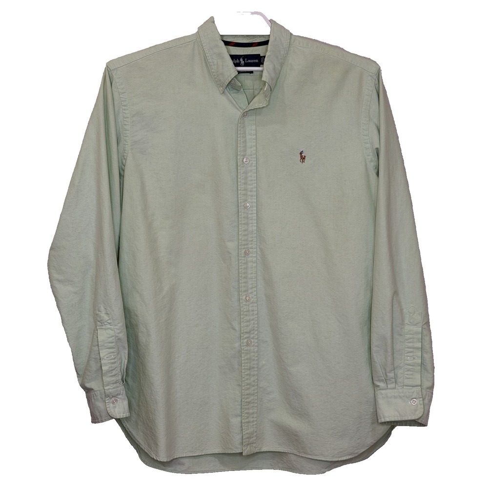 Ralph‎ Lauren Classic Fit Shirt Mens Sz XL Green Long Sleeve Button Down Preppy